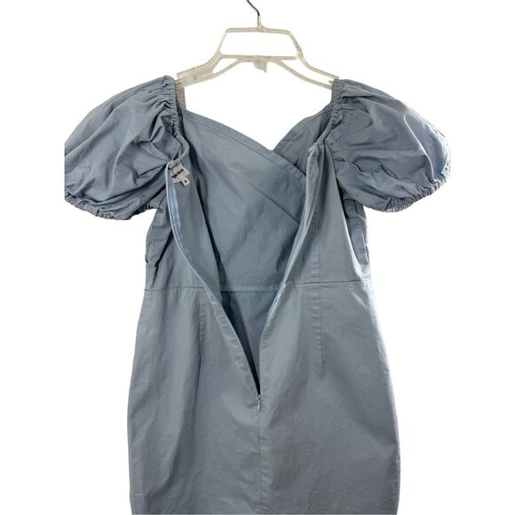 Superdown Blue Short Puff Sleeve Mini Dress Size M V-neck Party - Picture 10 of 11